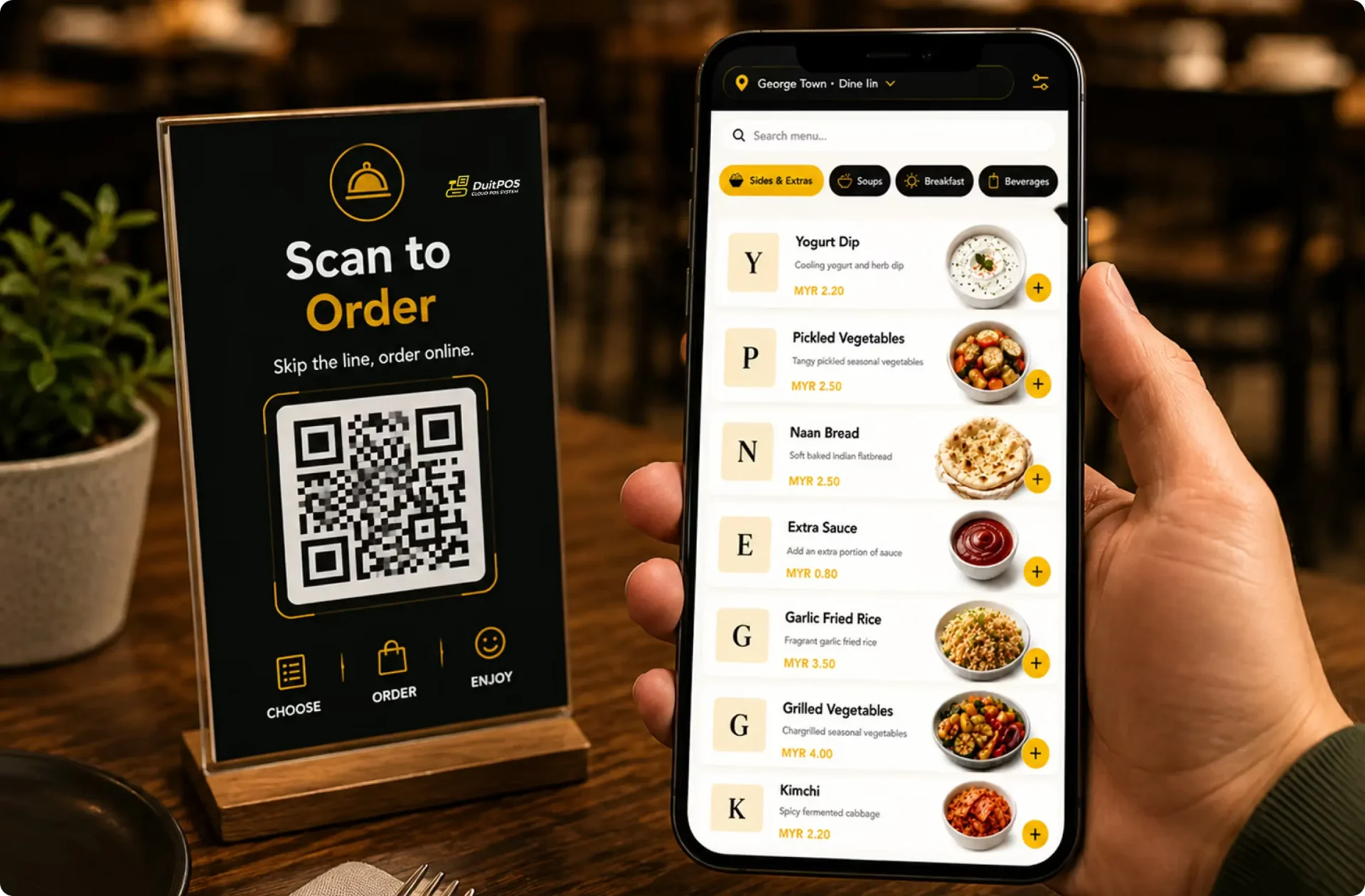 Café guests ordering by QR