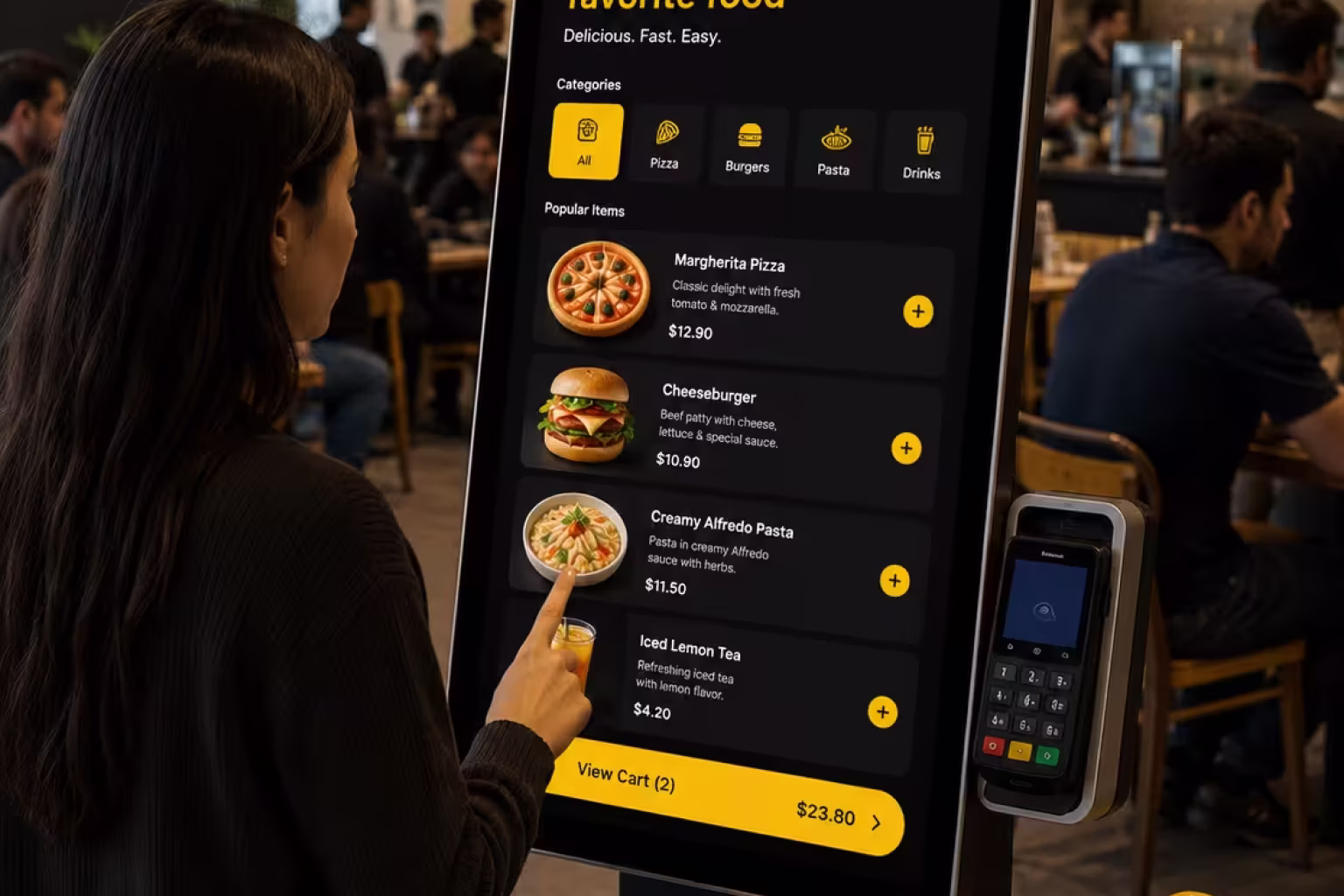 Kitchen receiving kiosk orders