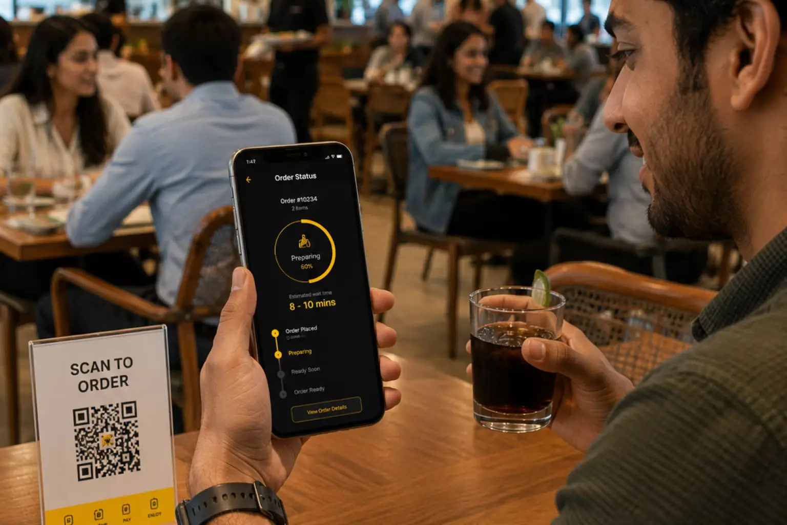 Food court QR ordering with multiple stalls
